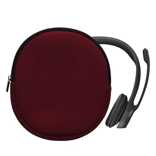 Image of kwmobile Neoprene Headphone Case for H390 Cover – Over-Ear Headset Storage Pouch - Soft Travel Carry Bag Berry