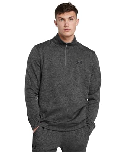 Image of Under Armour Men's Fleece Twist Quarter Zip Hooded Sweatshirt, (026) Castlerock / / Black, XXL
