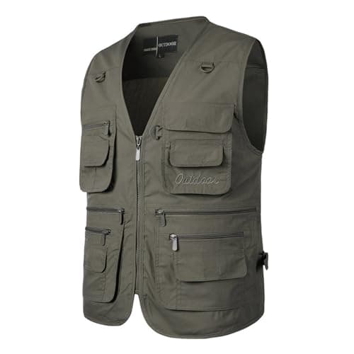 Image of Mymyguoe Fishing Vest Men's Outdoor Vest with Many Pockets Summer Vest Lightweight Hunting Vest Work Vest Men's Vests Sporty Elegant Quick-Drying Safari Vest Leisure Jacket, 01 Dark Grey, 6XL