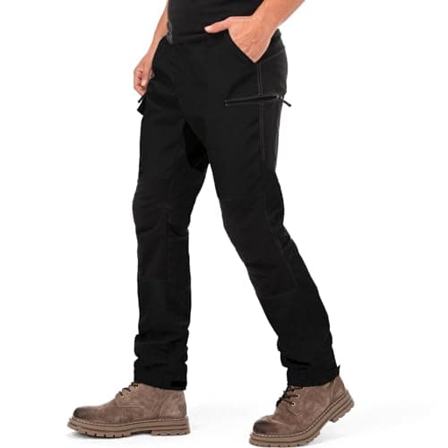 Image of mosingle Mens Cargo Trousers Breathable Hiking Tactical Outdoor Pants Stretch Water Resistant Multi Pockets Combat Work Trousers #9925-Black-34