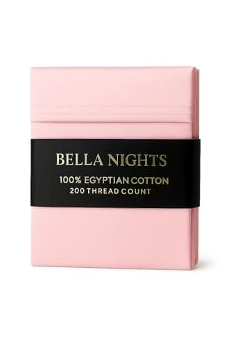 Image of Bella Nights Flat Sheet 100% Egyptian Cotton 200 Thread Count – Hotel Quality Soft & Durable Bedding – Luxury Flat Bed Sheets for Ultimate Comfort (Pink, Double)