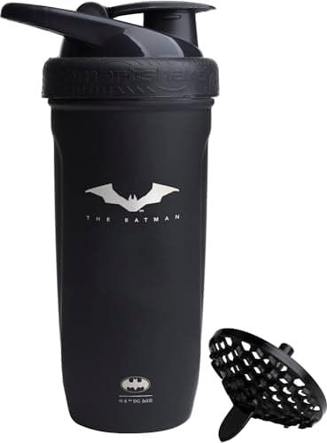 Image of Smartshake Justice League Reforce Batman Shaker Bottle 900ml, DC Comics Stainless Steel Water Bottle, Batman Gifts for Men