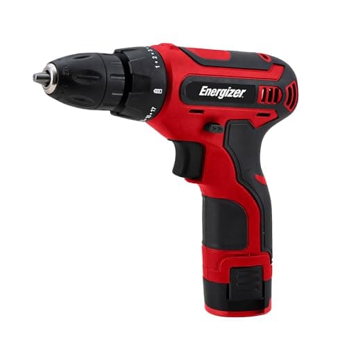 Image of Energizer 12V Cordless Drill Driver - USB-C Rechargeable Power Drill with 1500mAh Battery, 25Nm Torque, 10mm Chuck & 50mm CR-V Bit - Compact Lightweight Electric Screwdriver for Home DIY, Red