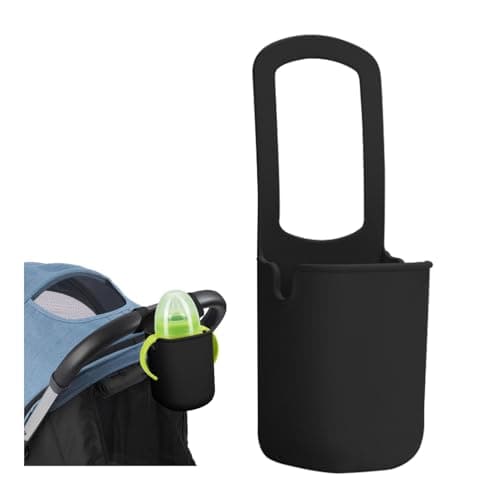 Image of HHONGDU Car Seat Cup Holder, Baby Stroller Cup Holer Wheelchair Cup Holder, Child Cup Holders Suitable for Baby Carriages, Wheelchair, Walker, Scooter, 1 Pack (Black)