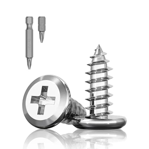 Image of 30Pcs M5 x 12mm Flat Head Self-Tapping Screws, 304 Stainless Steel Phillips Drive Fastener Screws, Cross Drive Self Drilling Screws 2 Bits for Wood, Furniture and DIY Projects