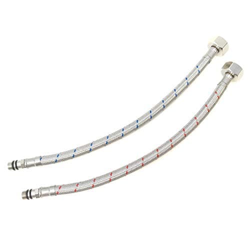 Image of Xcel Home 2 x M10 x 1/2 BSP 300mm | Flexible Tap Connectors Monobloc Mixer Pipe Tails | Stainless Steel Pipes Kitchen Sink & Bathroom | Basin DIY Replacement | British Standard Pipe