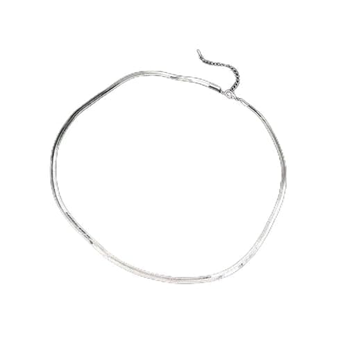 Image of 925 Sterling Silver Silver Snake Bone Chain Necklace Women Clavicle Chain Choker Accessories