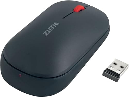 Image of Leitz SureTrack Wireless Bluetooth Mouse, Ambidextrous Mouse Design For Laptop/Computer, Bluetooth or 2.4 GHz USB-A Dongle Connection, Windows, Android & Apple, Cosy Range, Velvet Grey, 65310089