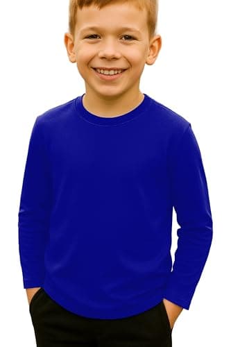 Image of Re Tech UK - Kids Long Sleeve T Shirt for Boys and Girls | Lightweight Crewneck Tee for Layering or Everyday Wear | Plain, Stretchy, Soft Touch Top for School, Play or Lounging (Navy Blue, 13)