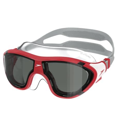 Image of Speedo Unisex-Youth Biofuse Mask | Dive | Swim | Ergonomic Design | Open Water | Leak Free Goggles, RED, One Size