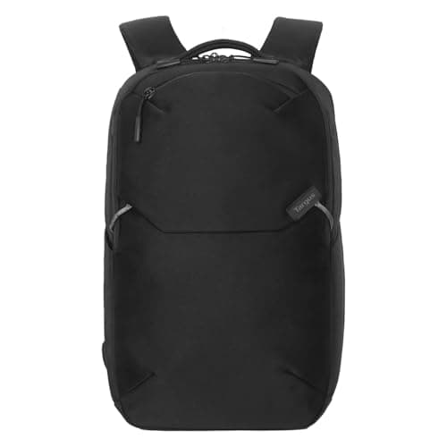 Image of Targus Work+ 15-16" Laptop Backpack – Black | Durable, Water-Resistant Business & Work Bag with Padded Laptop Compartment, Multiple Storage Pockets, Travel-Friendly, Lightweight, Comfortable