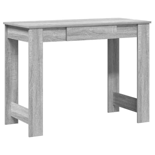 Image of RCODSSK Sonoma Grey Engineered Wood Writing Desk with Spacious Tabletop and Ample Storage for Home Office