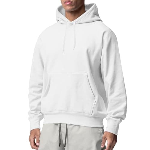 Image of Generisch Men's Plus Size Loose Hoodie Pullover Top Blouse Coat Men's Sweatshirt Olive, White, S