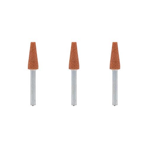 Image of Dremel 953 Aluminium Oxide Grinding Stones Accessory Set, 3 Cone-Shaped Grinding Stones for Grinding and Sharpening Metals (6,4 mm)