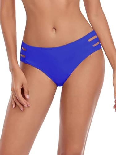 Image of Ocean Blues Women's Royal Blue Strappy Bikini Bottom Basic Bathing Suit Large