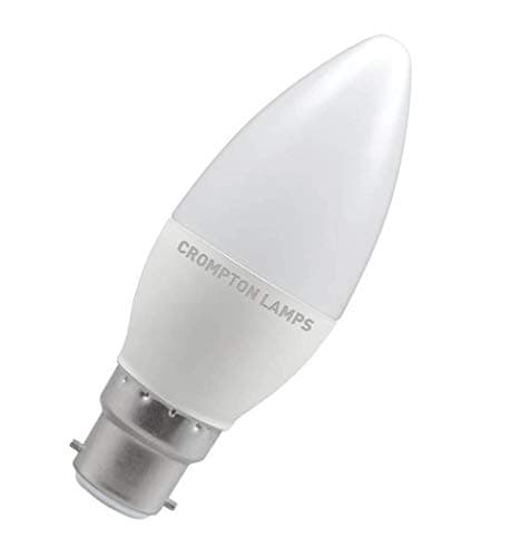 Image of Crompton Lamps LED Candle 5.5W BC-B22d Dimmable (40W Eqv) 4000K Cool White Opal 470lm (40W Eqv) C35 Frosted Thermal Plastic Light Bulb