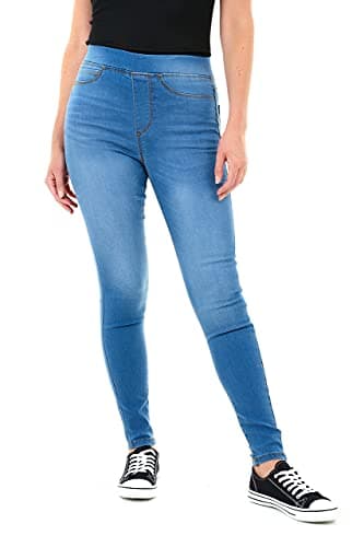 Image of M17 Women's 5.06E+12 Women Ladies Denim Jeans Jeggings Skinny Fit Classic Casual Cotton Trousers Pants with Pockets, Mid Wash Blue, 8 UK