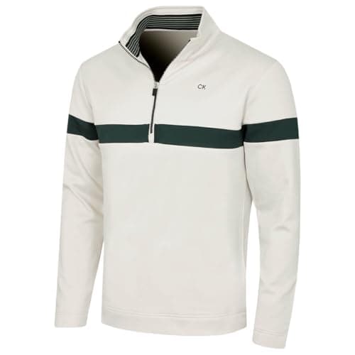 Image of Calvin Klein Mens Scale CK Insul-Lite 1/2 Zip Sweater - Oatmeal - M