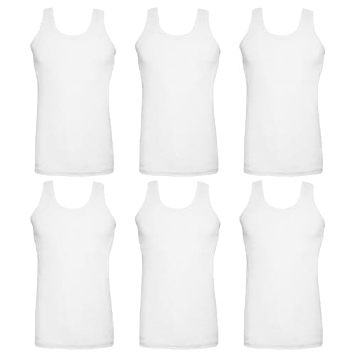 Image of Undercover 6 Pack Mens 100% Cotton Jersey Vests White Large