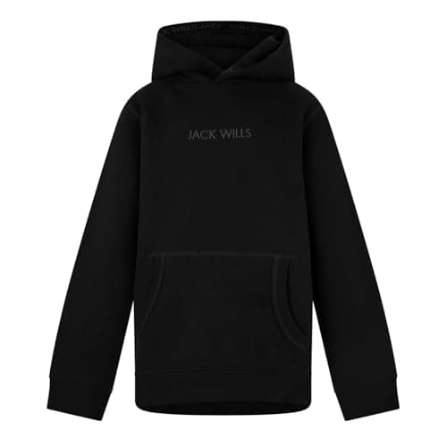 Image of Jack Wills Kids Junior Jacquard Hoodie Black 11-12 Years