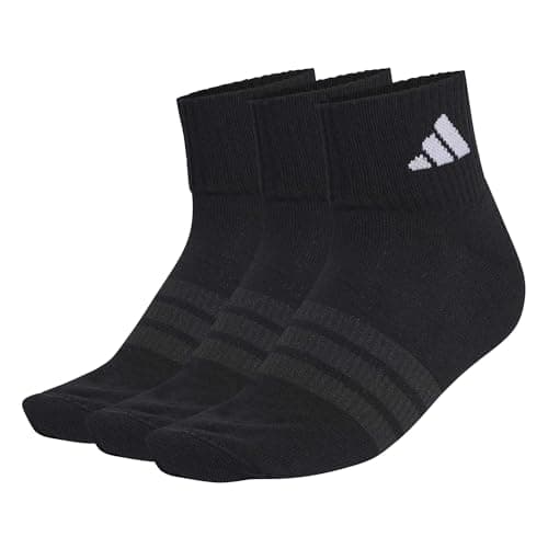Image of adidas Unisex CUSHIONED SPORTSWEAR ANKLE SOCKS 3 PAIR PACK, black/black/white, 4.5-6
