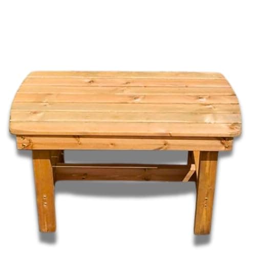 Image of Wooden Garden Coffee Table – Outdoor Patio Coffee Table, Solid Redwood, Fully Assembled, Weather-Ready, 880 x 570 x 510 mm, Made in UK, No Tools Required