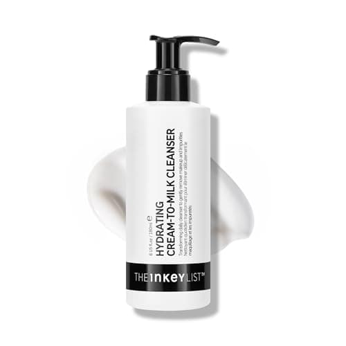 Image of The INKEY List Hydrating Cream-to-Milk Cleanser 180ml, 5% Rice Milk & Hyaluronic Acid, Gentle Cleaning Formula, Non-Stripping, Non-Drying, Non-Irriating, Hydrates & Dissolves Makeup, Vegan Friendly