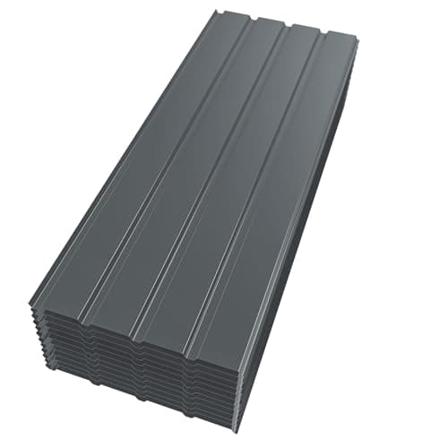Image of Mondeer 12PCS Roofing Sheets, Metal Corrugated Roofing Sheets 6m², 115 x 45 cm, Galvanised Steel Trapezoidal Grooved Roof for Garage Carport Shed Greenhouse Kennels Panels, Grey