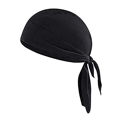 Image of IPENNY Quickly Dry Breathable Cotton Cycling Running Hat Sun UV Protection Pirate Hat Sports Headwear Bandana Cap Under Helmet Hat Skull Cap Motorcycle Beanie Black