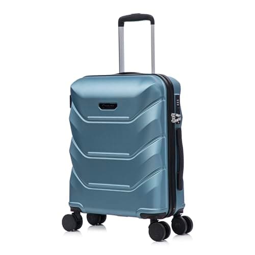 Image of Rocklands® Cabin Suitcase 55x40x20cm Hard Shell TSA Lock, 4 Spinner Wheels, Lightweight Hand Luggage Small Travel Bag, Approved for 100+ Airlines Including Ryanair, EasyJet (Ice Blue, Cabin (20 Inch))