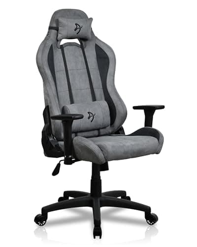 Image of Arozzi Torretta Super Soft Upholstery Fabric Gaming Chair, Breathable Fluid-Repellent Ergonomic Office Chair with Adjustable Height, 3D Armrest & 2 Supportive Pillows (Anthracite)
