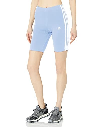 Image of adidas Women's Essentials 3-Stripes Bike Shorts, Blue Dawn/White, XS