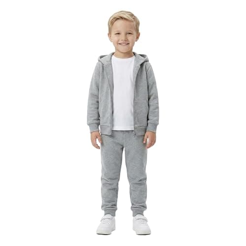 Image of Gift Hub Kids Tracksuit for Boys & Girls | Unisex Fleece Hooded Zip-Up Jumper & Jogger Bottom Set | Soft, Warm & Durable Activewear | Perfect for School, Sports & Everyday Wear | Age 5-6, Sports Grey