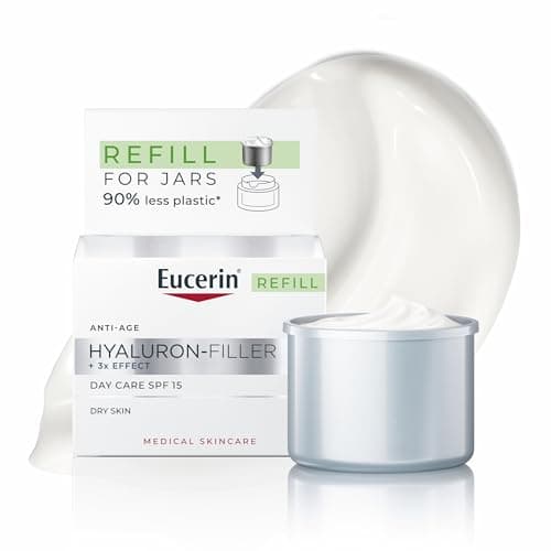 Image of Eucerin Hyaluron-Filler Day Cream SPF 15 (Dry Skin) Refill 50ml, Anti-Wrinkle Day Cream for Refined Skin, Nourishing Moisturiser with Hyaluronic Acid and Collagen
