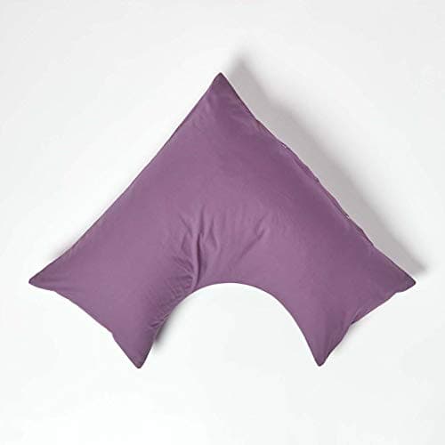 Image of HOMESCAPES Purple Grape Pure Egyptian Cotton V-Shape Pillowcase 200 TC 400 Thread Count Percale Equivalent Pillow Case For Nursing Pregnancy and Elderly