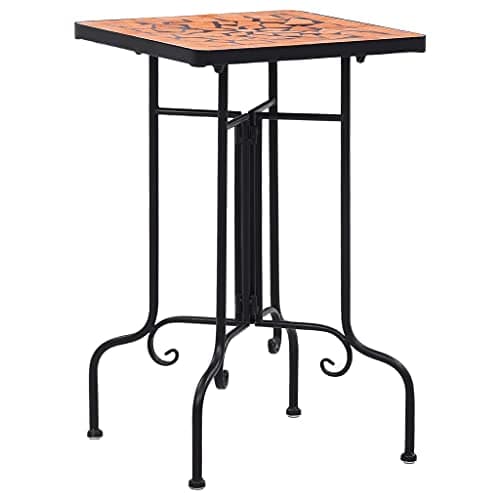 Image of vidaXL Outdoor Mosaic Side Table - Terracotta Ceramic, Weatherproof, Multifunctional Stand, Easy-to-Clean, Quick Assembly - Brown