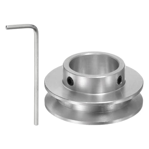 Image of uxcell Single Groove Pulley 20mm Fixed Bore 40mm Outer Diameter Aluminum Alloy with Hex Wrench for Drilling Machine 6mm PU Round Belt