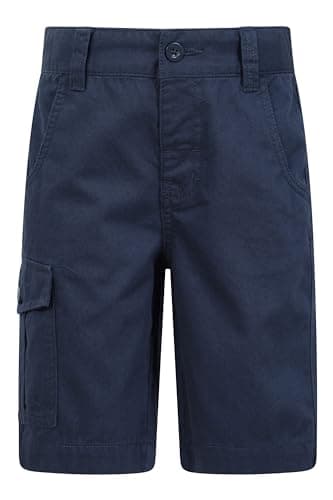 Image of Mountain Warehouse Cargo Kids Shorts - 100% Cotton Pants, Adjustable Waistband, Soft Childrens Shorts, Pockets, Easy Care - Spring Summer, Camping, Travelling Navy Kids Size 9-10 Years