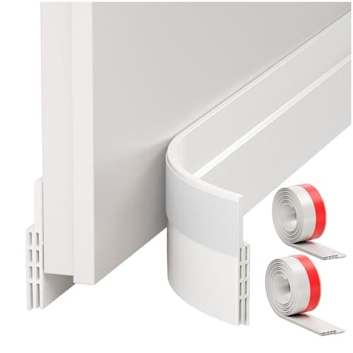 Image of 2 Pack Draft Excluder for Doors, Self Adhesive Door Draft Excluder Soundproof Weather Proof Draught Excluder for Doors 2" W x 39" L White