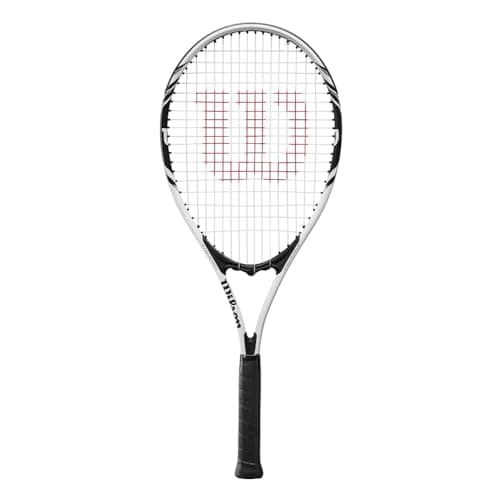 Image of Wilson Federer 110 Tennis Racket, White & Black