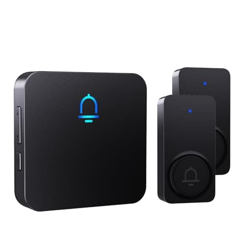 Image of SECRUI Wireless Doorbell, Electric Plug in Receiver Door Bell Chime Kit with 2 Push Buttons, Cordless Battery Operated at 1000ft Long Range, 32 Chimes 5 Volume to Choose, Black