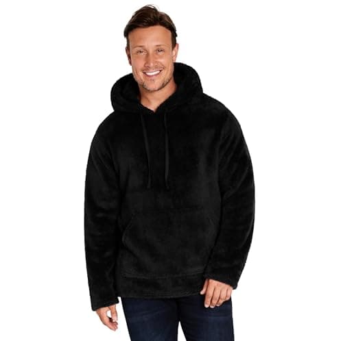 Image of CityComfort Mens Hoodies - Super Soft Fluffy Hoodie Pullover for Men and Teenagers - M-3XL Fleece Lounge Wear - Gifts for Him (Black, L)
