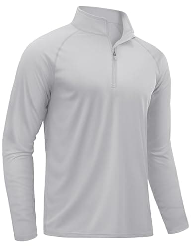 Image of TACVASEN Mens Running Top Long Sleeve Quarter Zip Swimming T Shirts Summer UPF 50+ Quick Dry Gym Tee Shirt Light Grey,M