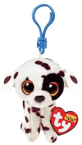 Image of TY Beanie Boos Clip Key Ring Dalmatian Luther White and Black with Gold Eyes Glitter Plush with Glittering Large Eyes 12 cm-35254, Multi-Colour, T35254