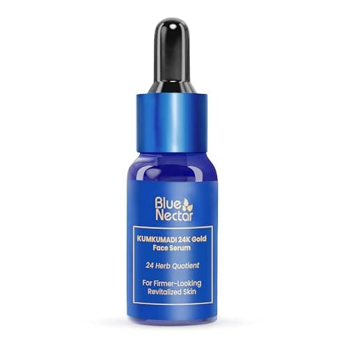 Image of Blue Nectar 24k Gold Serum for Glowing Skin | Natural Kumkumadi Oil Serum for Face Infused with 24K Gold | Ayurvedic Face Serum for Skin Brightening and Skin Firming (24 Herbs, 10ml)