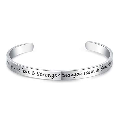 Image of CERSLIMO Friendship Bracelet for Women - Inspirational & Motivational Cuff Bangle for Best Friend, Sister, Mother, Teacher Gifts & Birthday, Christmas Gifts - You Are Braver