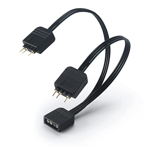 Image of Akasa Addressable RGB LED Splitter Cable | 1-to-2 aRGB LED Splitter | 3-Pin Connector | 1 Female to 2 Male | 12cm | AK-CBLD08-12BK