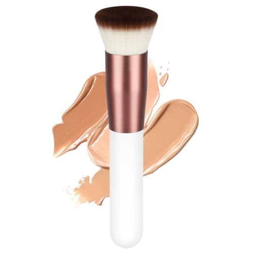 Image of AUAUY Foundation Makeup Brush, High-Density Flat Top Kabuki Makeup Brush, Multifunctional Foundation Brushes for Flawless Powder, Blush, Liquid or Cream Cosmetics