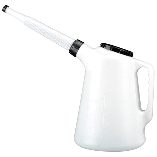 Image of Faithfull Plastic Oil Pourer, Metric and Imperial Measuring Oil Can with Flexible Pouring Spout & Screw Cap - 5 Litre