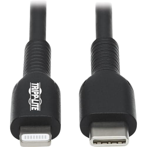 Image of Tripp Lite USB-C to Lightning Sync/Charge Cable (M/M), MFi Certified, Black, 9.8 ft. (M102-03M-BK)